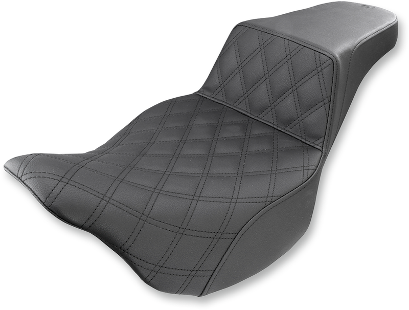 SADDLEMEN Step-Up Seat - Front Lattice Stitch - Black - Touring '08-'24
