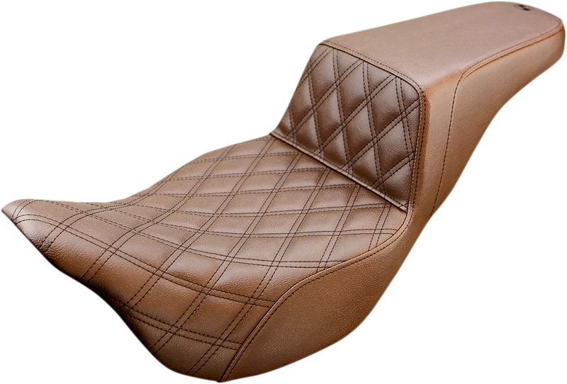 SADDLEMEN Step-Up Seat - Front Lattice Stitch - Brown - Touring '08-'24