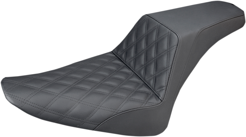 SADDLEMEN Step-Up Seat - Front Lattice Stitch - Black - Softail '12-'17