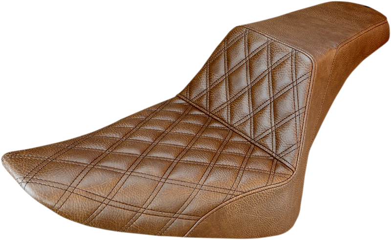 SADDLEMEN Step-Up Seat - Front Lattice Stitch - Brown - Softail '12-'17