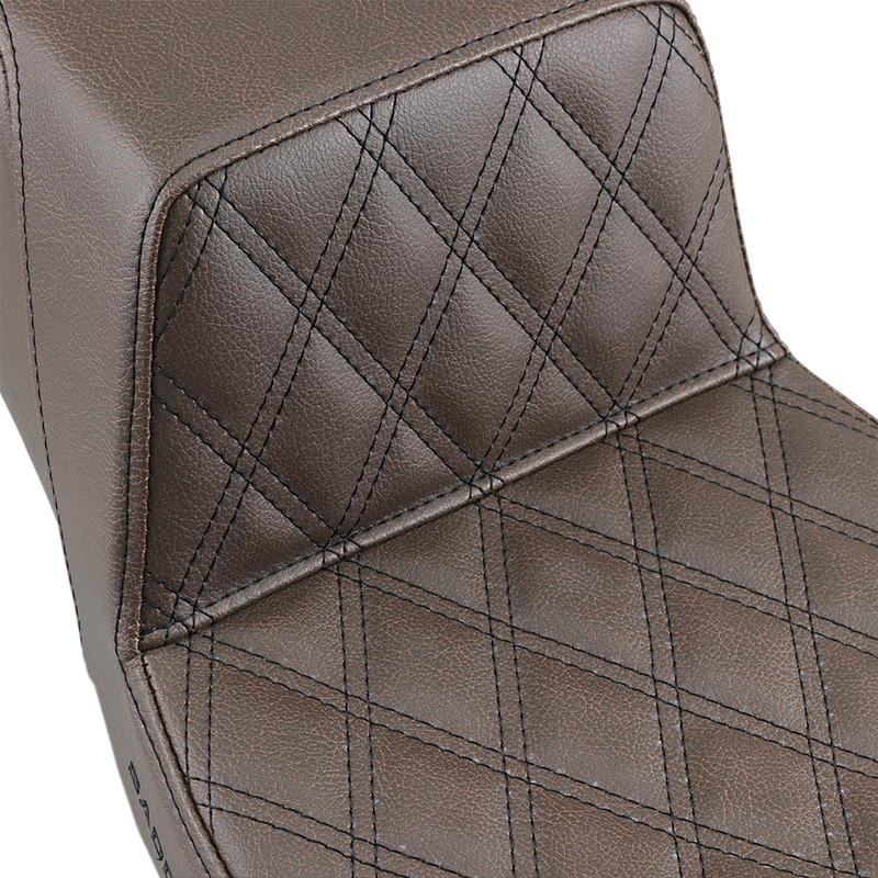SADDLEMEN Step-Up Seat - Front Lattice Stitch - Brown - Touring '97-'07