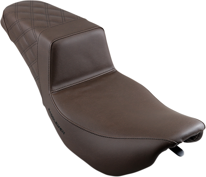 SADDLEMEN Step-Up Seat - Rear Lattice Stitch - Brown - Touring '97-'07