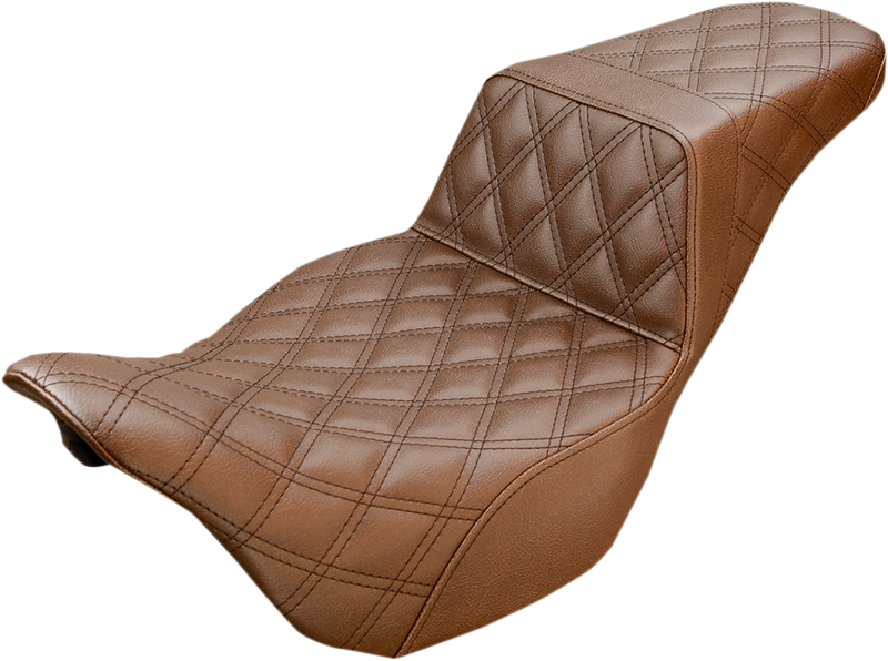 SADDLEMEN Step-Up Seat - Full Lattice Stitch - Brown - Touring '08-'24