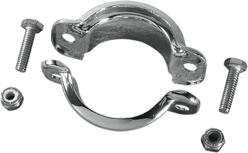 DRAG SPECIALTIES Chrome Muffler Clamps - 2 Pack