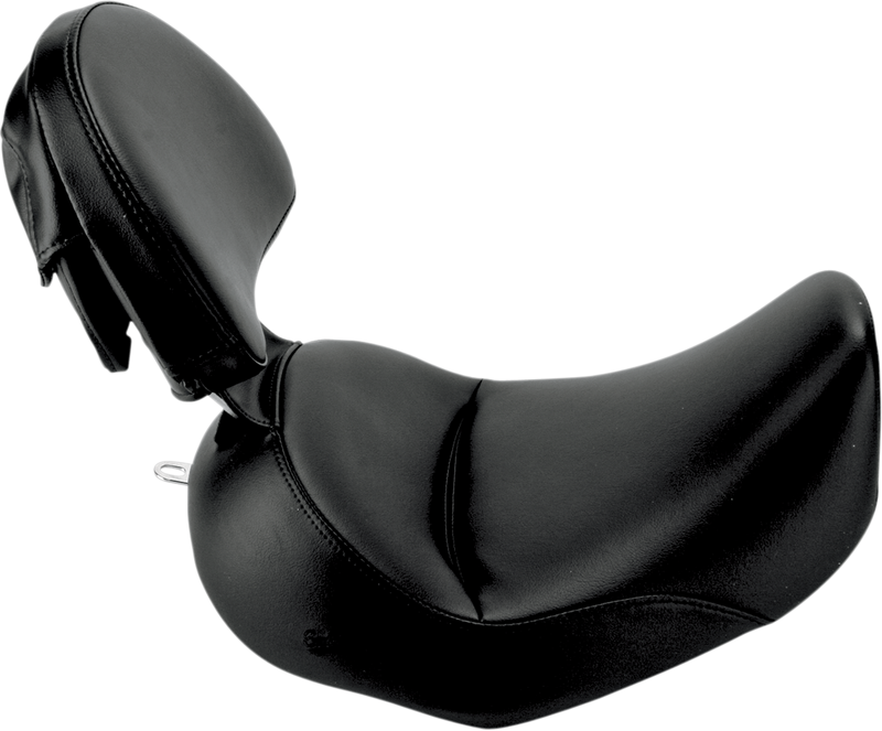 SADDLEMEN Heels Down Solo Seat - With Backrest - Plain - Black - Softail '06-'17