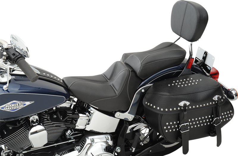 SADDLEMEN Dominator Pillion Pad - Standard Reach - Black w/ Silver Stitching - Softail '06-'17