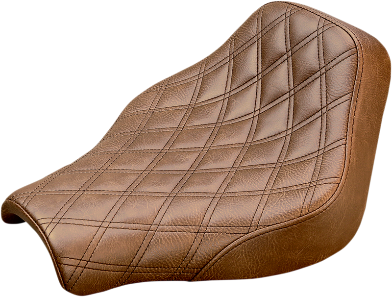 SADDLEMEN Renegade Solo Seat - Lattice Stitched - Brown - Softail '18-'23