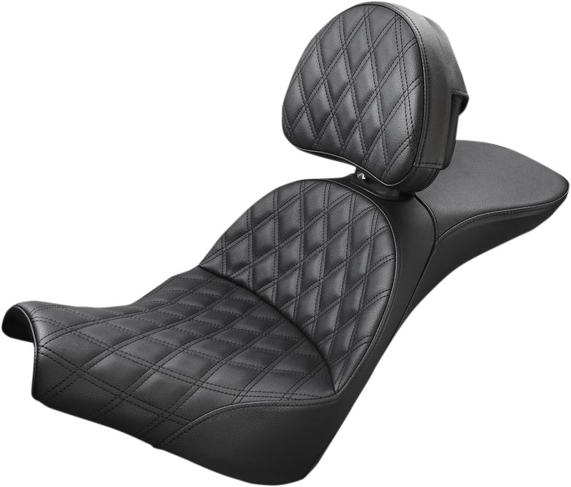 SADDLEMEN Explorer Seat - Lattice Stitched - Backrest - Softail '18-'24