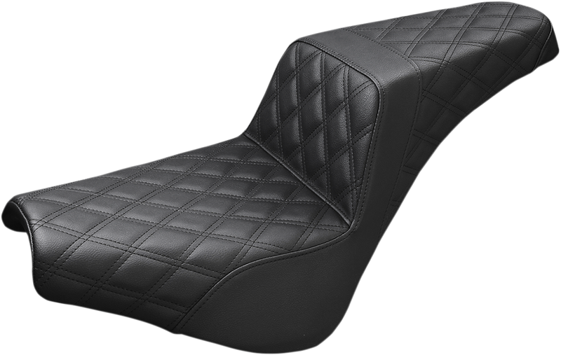 SADDLEMEN Step-Up Seat - Full Lattice Stitch - Black - Softail '18-'24