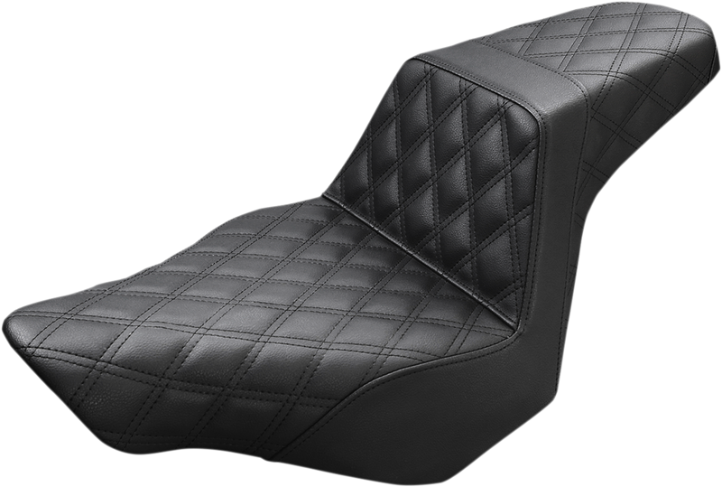 SADDLEMEN Step-Up Seat - Full Lattice Stitch - Black - Softail '13-'17