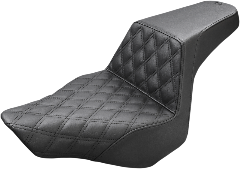 SADDLEMEN Step-Up Seat - Front Lattice Stitch - Black - Softail '13-'17