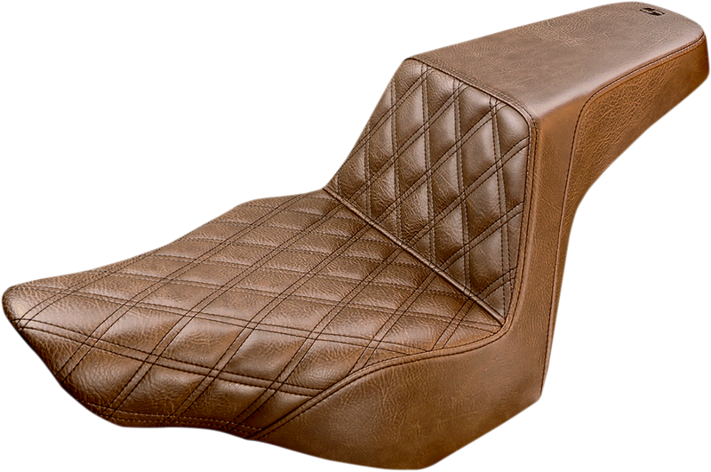 SADDLEMEN Step-Up Seat - Front Lattice Stitch - Brown - Softail '13-'17