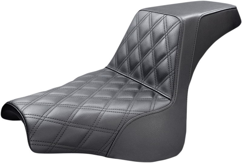 SADDLEMEN Step-Up Seat - Front Lattice Stitch - Black - Softail '18-'19