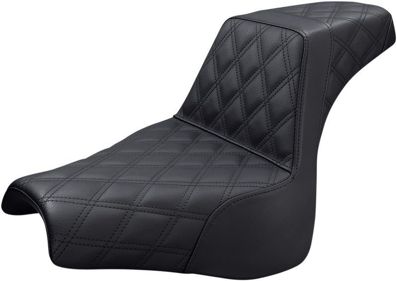 SADDLEMEN Step-Up Seat - Full Lattice Stitch - Black - Softail '18-'19