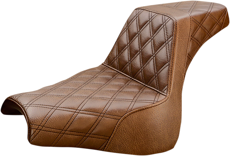 SADDLEMEN Step-Up Seat - Full Lattice Stitch - Brown - Softail '18-'19