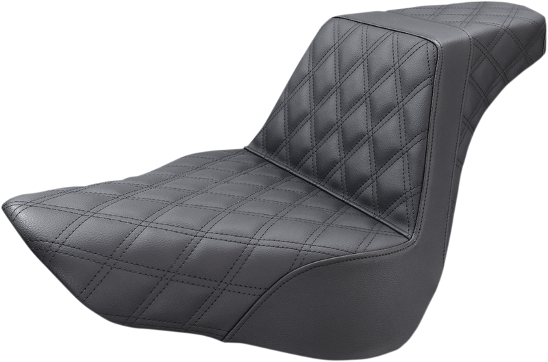 SADDLEMEN Step-Up Seat - Full Lattice Stitch - Black - Softail '18-'24