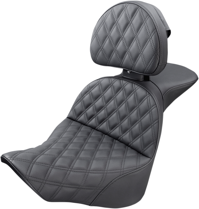 SADDLEMEN Explorer Seat - Lattice Stitched - Backrest - Softail '18-'24