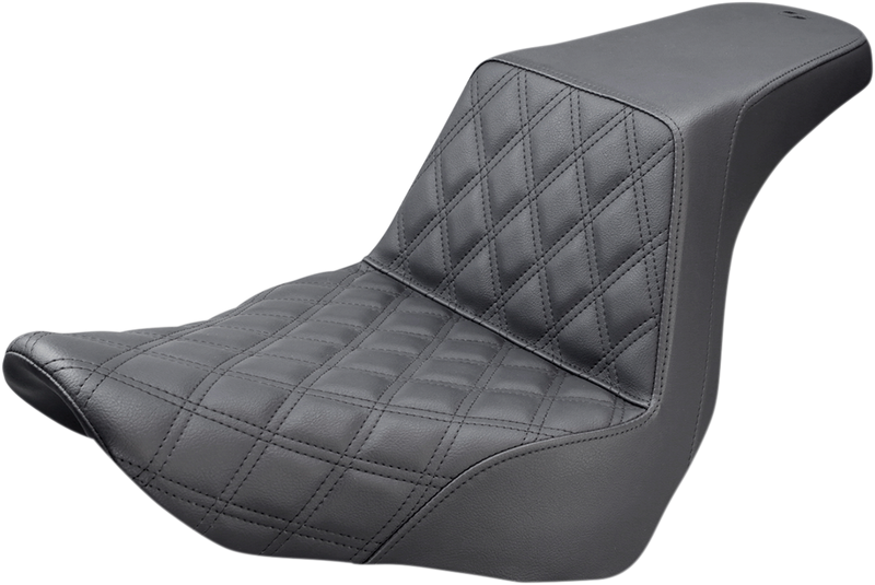 SADDLEMEN Step-Up Seat - Front Lattice Stitch - Black - Softail '18-'24