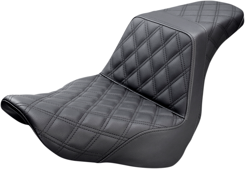 SADDLEMEN Step-Up Seat - Full Lattice Stitch - Black - Softail '18-'24