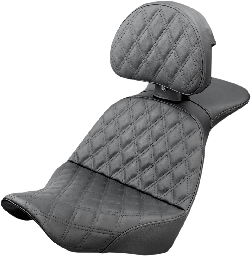 SADDLEMEN Explorer Seat - Lattice Stitched - Backrest - Softail '18-'24