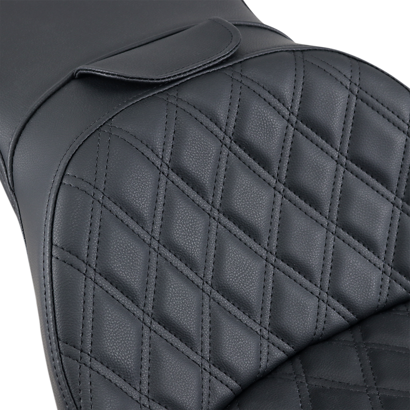 SADDLEMEN Explorer Seat - With Backrest - Lattice Stitched - Black - Softail '06-'17