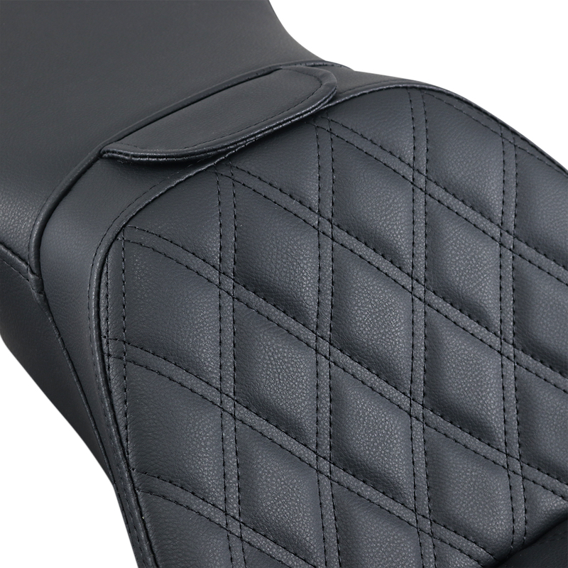 SADDLEMEN Explorer Seat - With Backrest - Lattice Stitched - Black - Softail '06-'17