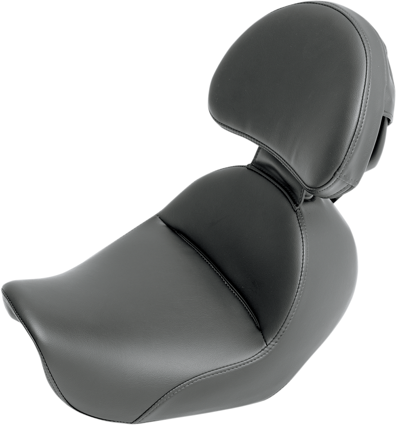 SADDLEMEN Heels Down Solo Seat - With Backrest - Plain - Black - Dyna '06-'17