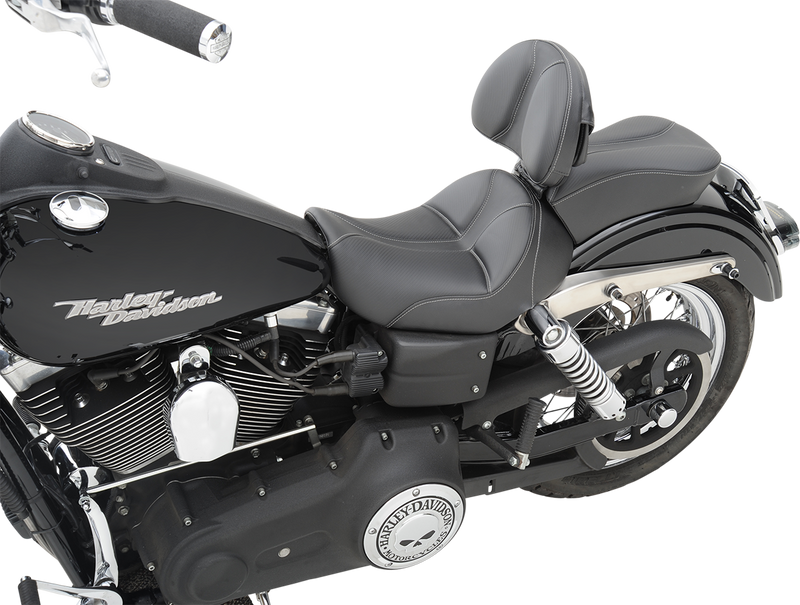 SADDLEMEN Dominator Pillion Pad - Standard Reach - Black w/ Gray Stitching - Dyna '06-'17
