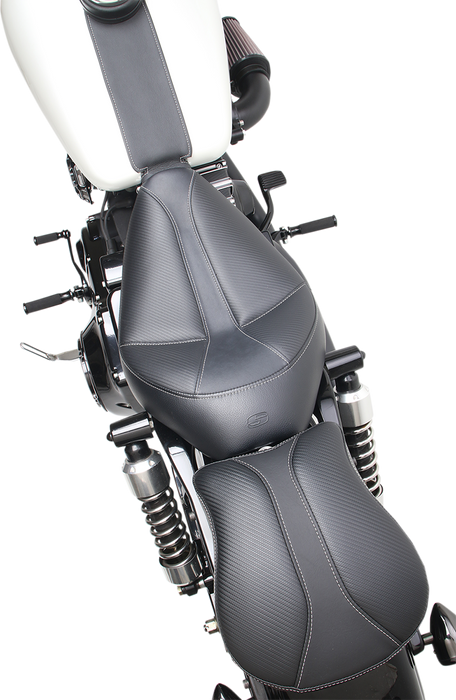 SADDLEMEN Dominator Solo Seat - w/o Backrest- Black w/ Gray Stitching - '96-'03 DYNA