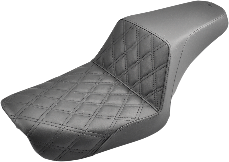 SADDLEMEN Step-Up Seat - Front Lattice Stitch - Black - Dyna '04-'05
