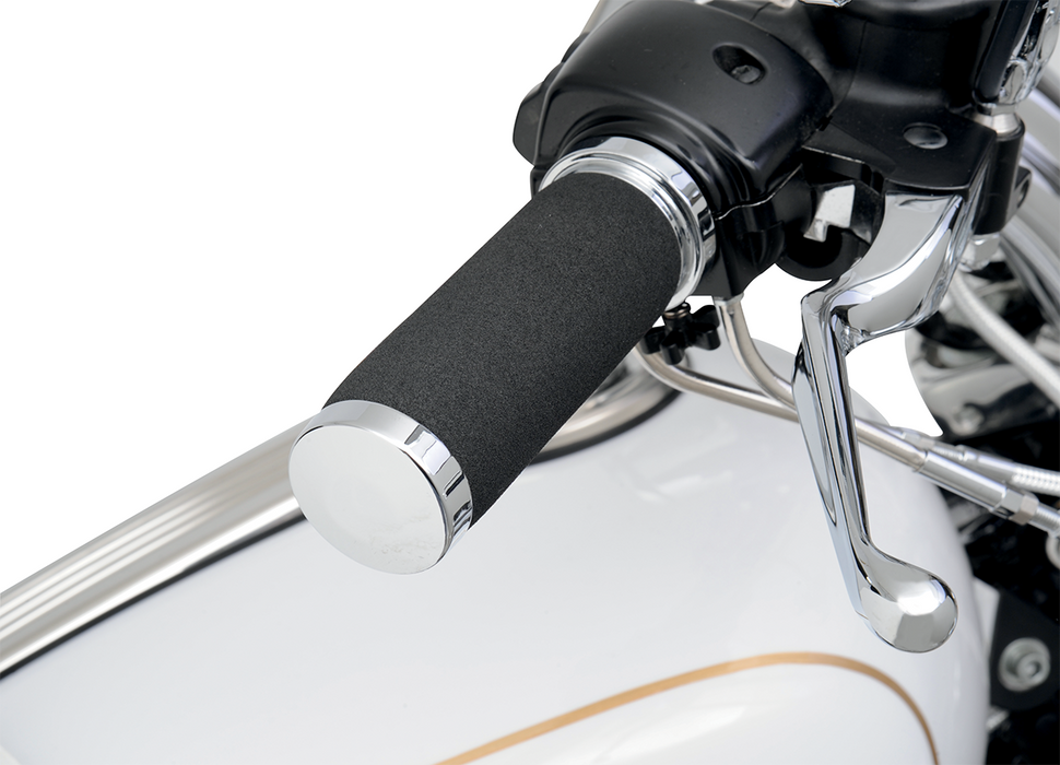 DRAG SPECIALTIES Replacement Sundance Grips with Throttle Boss  - Chrome - Neoprene Foam