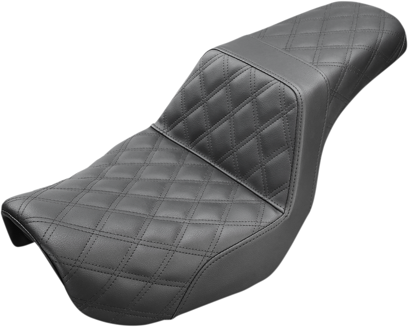 SADDLEMEN Step-Up Seat - Full Lattice Stitch - Black - Dyna '06-'17