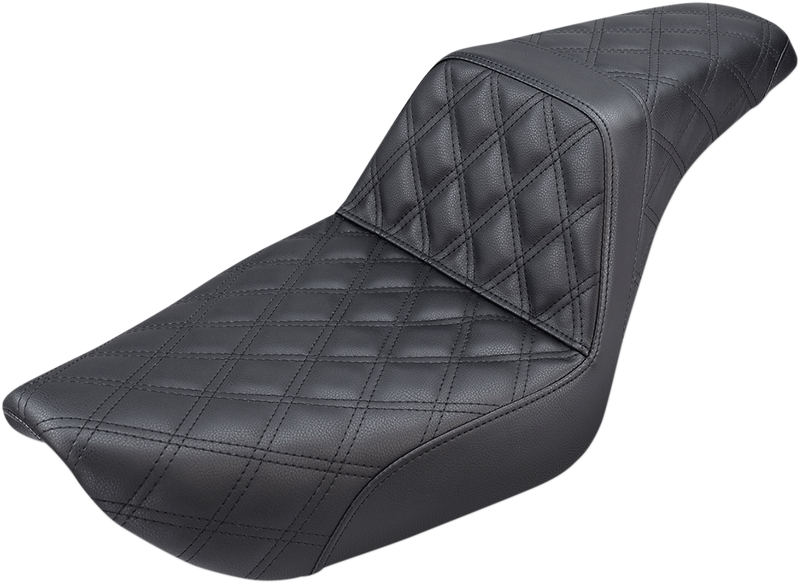 SADDLEMEN Step-Up Seat - Full Lattice Stitch - Black - Dyna '96-'03