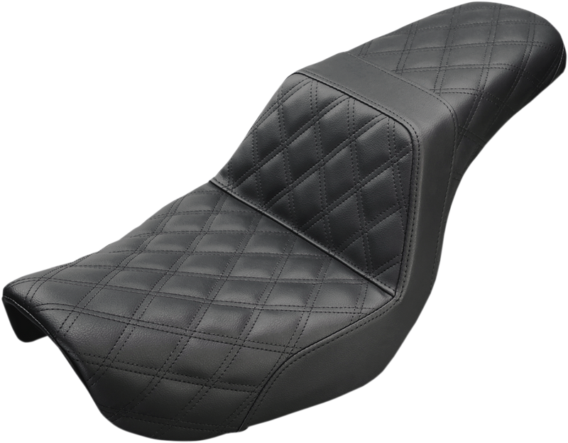 SADDLEMEN Step-Up Seat - Full Lattice Stitch - Black - Dyna '04-'05