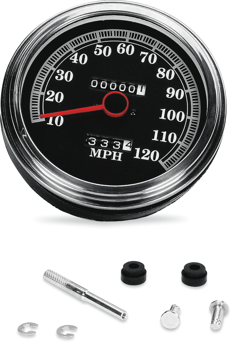 DRAG SPECIALTIES 5" FL-Style 2240:60 Ratio Imperial Speedometer - MPH - Black Face - '89-'95 Style