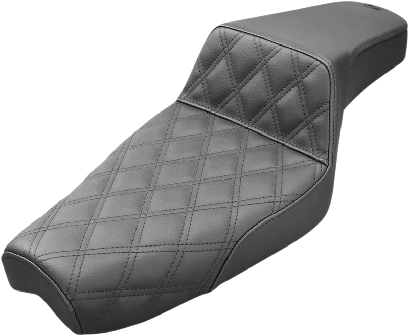 SADDLEMEN Step-Up Seat - Front Lattice Stitch - Black - Sportster '04-'20