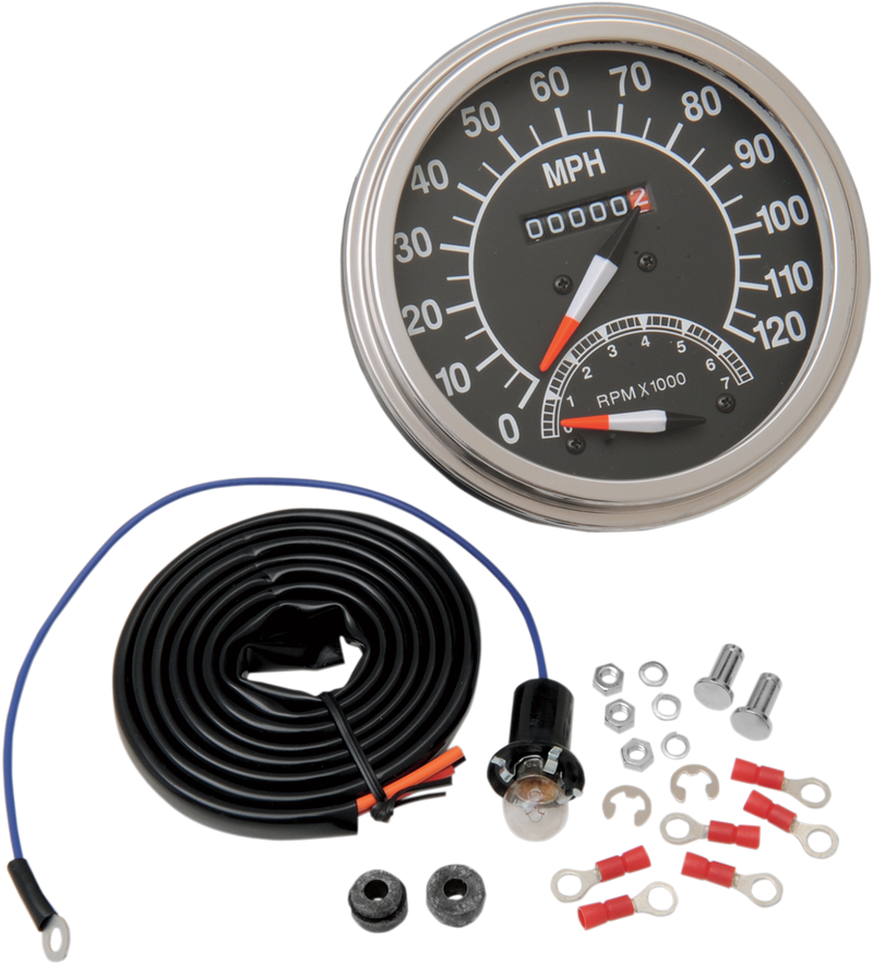 Drag Specialties 5" MPH FL-Style 2:1 Speedometer with Tach - '68-'84 Black Face