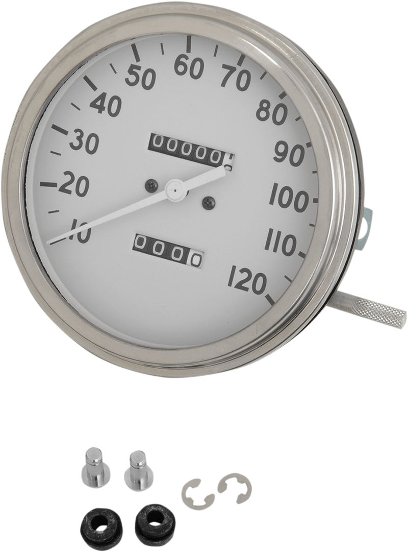 DRAG SPECIALTIES 5" FL-Style 1:1 Ratio Imperial Speedometer - MPH - White Face - '36-'40 Style