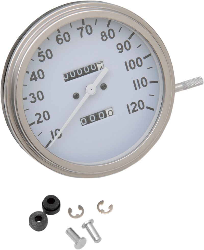 Drag Specialties 5" MPH FL-Style 2:1 Speedometer - '36-'40 Style White Face - FL '47-'84