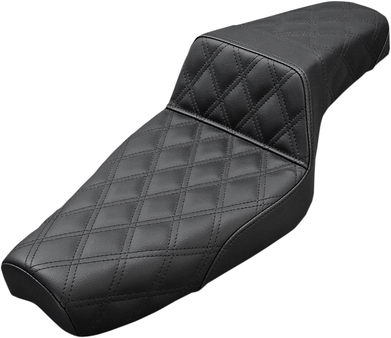 SADDLEMEN Step-Up Seat - Full Lattice Stitch - Black - Sportster '04-'20