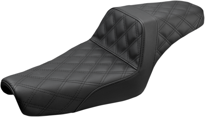 SADDLEMEN Step-Up Seat - Full Lattice Stitch - Black - Sportster '04-'20
