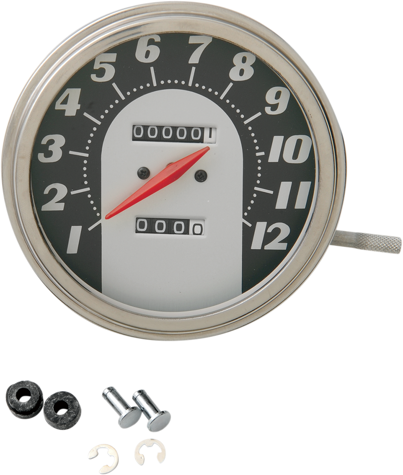 DRAG SPECIALTIES 5" FL-Style 1:1 Ratio Imperial Speedometer - MPH - Black Face - '62 - '67 Style