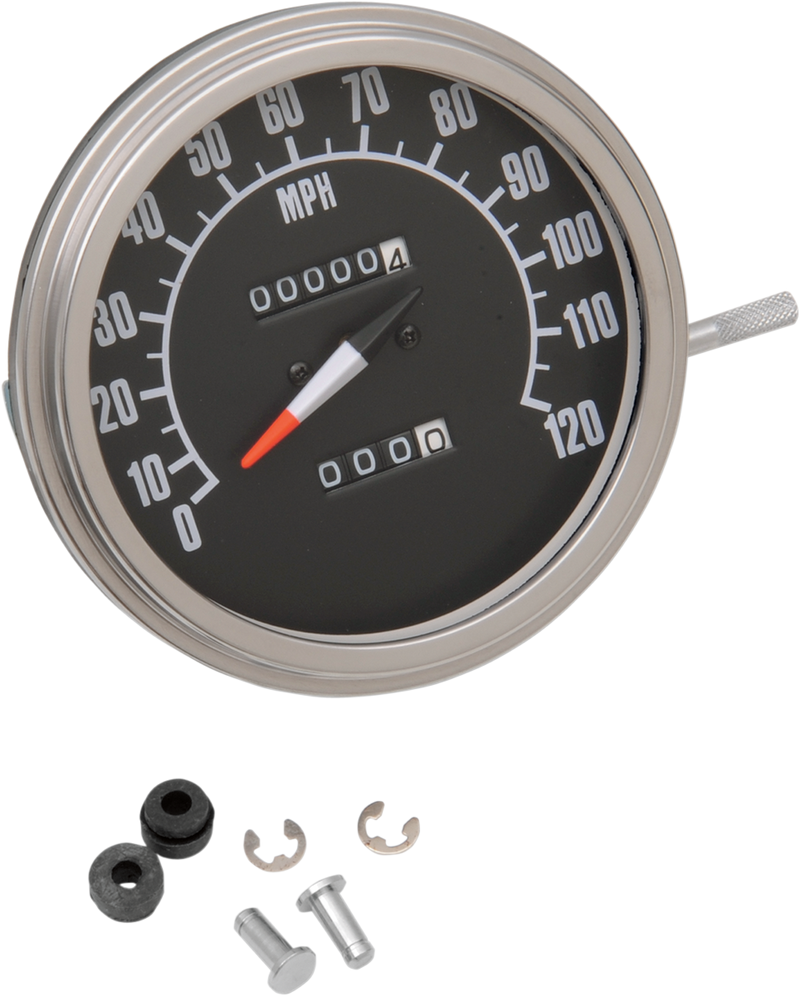 Drag Specialties 5" MPH FL-Style 2:1 Speedometer with Tach - Black Face - FL '47-'84