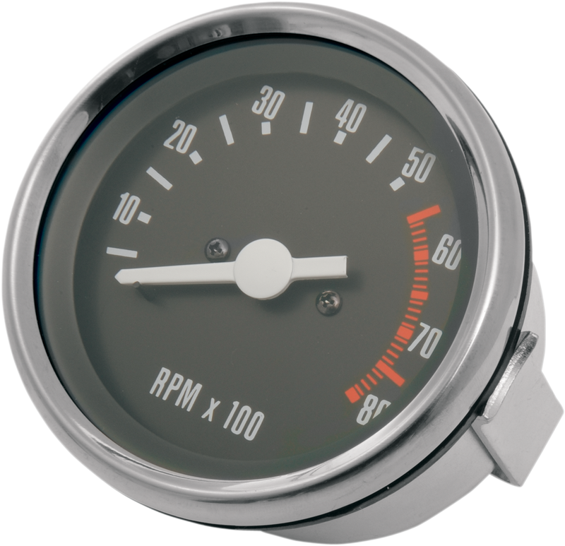 DRAG SPECIALTIES 2.75" Diameter OE Style Tachometer - Stainless Steel Bezel - Black Face