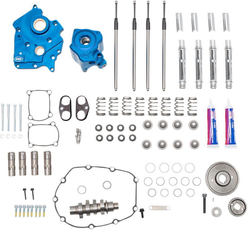 S&S CYCLE Cam Chest Kit with Plate - Gear Drive - Oil Cooled - 550 Cam - Chrome Pushrods - M8