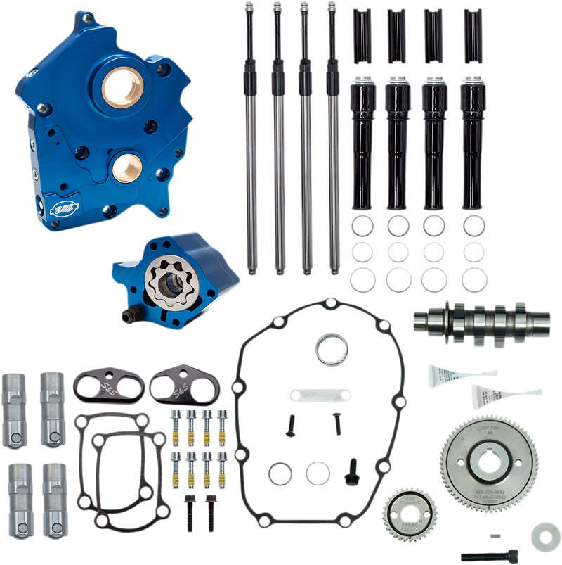 S&S CYCLE Cam Chest Kit with Plate - Gear Drive - Water Cooled - 465 Cam - Black Pushrods - M8