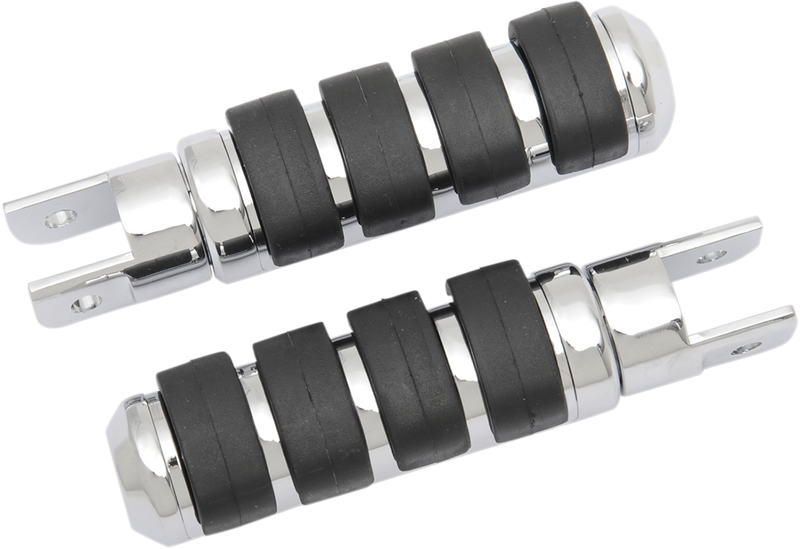 DRAG SPECIALTIES Soft-Ride 5/8" Female Mount Rider Footpegs - Chrome / Black