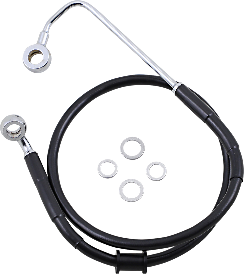 DRAG SPECIALTIES Standard Length Stainless Steel Brake Line Kit - Front (Upper) - Black - FL/FX '15-'17