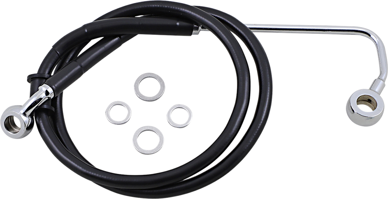 DRAG SPECIALTIES Extended Length Stainless Steel Brake Line - +4" - Black - FL/FX '15-'17
