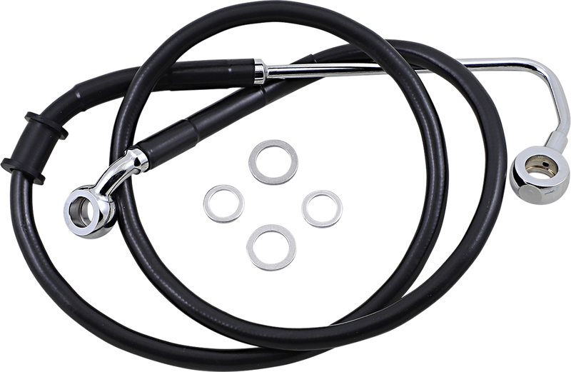 DRAG SPECIALTIES Extended Length Stainless Steel Brake Line - +6" - Black - FL/FX '15-'17